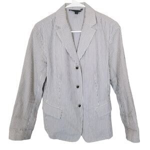 Lafayette 148 Womens Striped Seersucker Blazer Size 4 Career Work Office Corp
